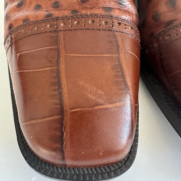 Stacy Adams Genuine Leather Ostrich/Alligator Oxfords Men's Size‎ Size 10M Brown - Picture 3 of 16